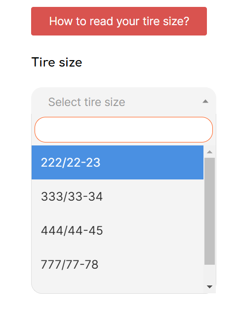 Tire size inspection